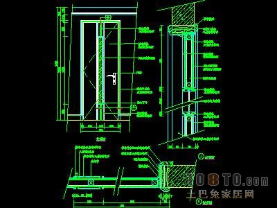 门图块007-单扇门详图、双扇门详图、木做门套32...