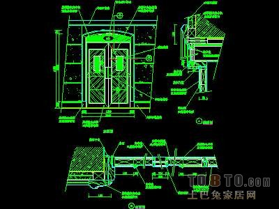 门图块007-单扇门详图、双扇门详图、木做门套32...