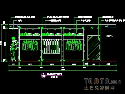 鞋帽店、服装店橱窗门面实套装修施工图纸、详图25套