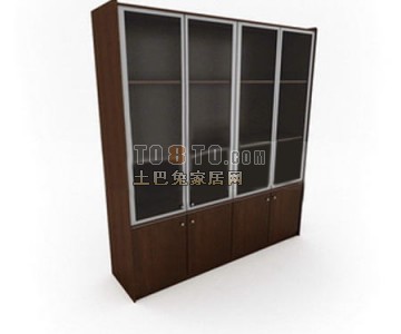 棕色现代风格办公柜3d模型下载