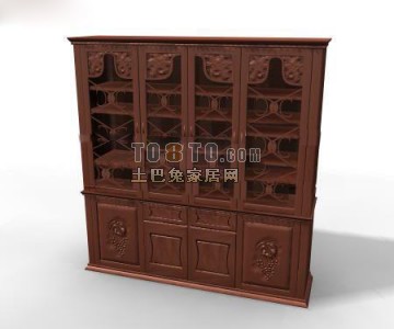 白色欧式古典酒柜3d模型下载