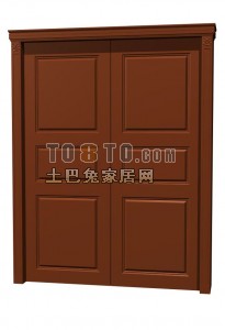中式双开门3d模型下载