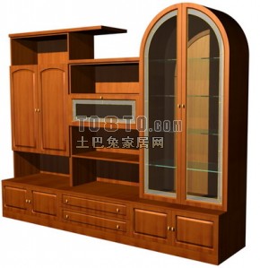 黄色欧式古典书柜3d模型下载