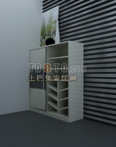 白色现代风格玄关鞋柜3d模型下载