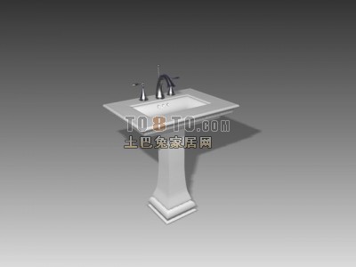 白色欧式现代洗脸盆3d模型下载