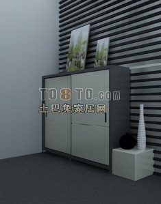 白色现代玄关鞋柜3d模型下载