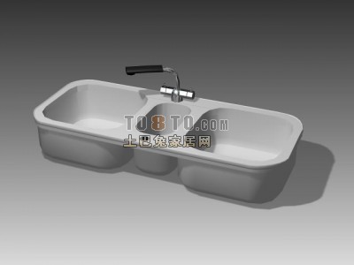 白色现代风格洗脸盆3d模型下载