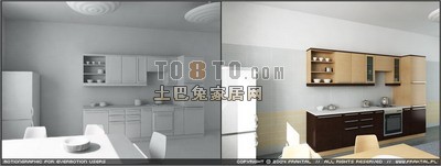 现代厨房8483d模型下载