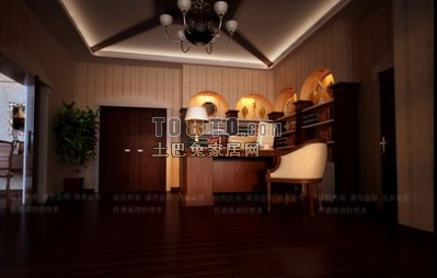 欧式书房53d模型下载