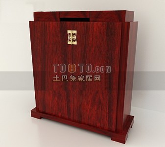 中式玄关鞋柜3d模型下载