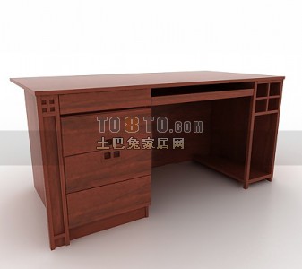 新中式书桌子3d模型下载