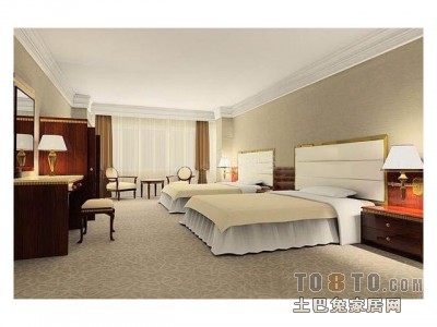 简欧酒店宾馆卧室3d模型下载