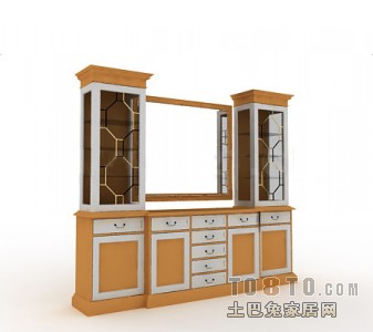 欧式酒柜3d模型下载