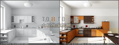 现代厨房73d模型下载