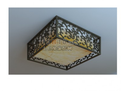 中式镂花方形灯3d模型下载