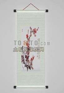 中式国画挂画3d模型下载