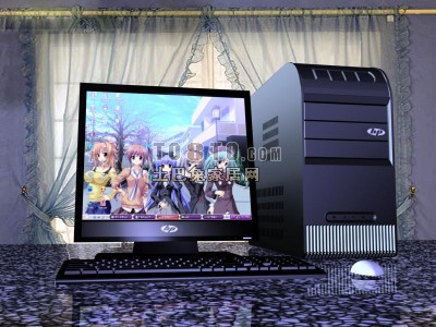台式办公电脑3d模型下载