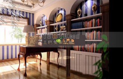 欧式书房3d模型下载