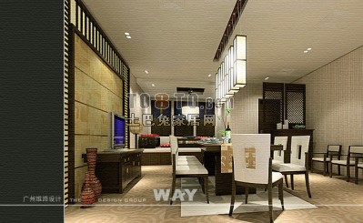 现代中式餐桌3d模型下载