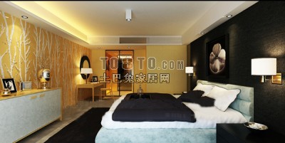 现代风格卧室34 3d模型下载