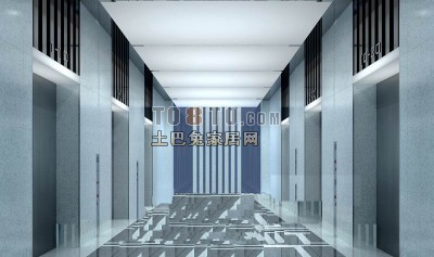 办公楼电梯走廊3d模型下载