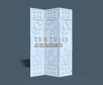 现代中式隔断3d模型下载