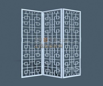 现代中式隔断3d模型下载
