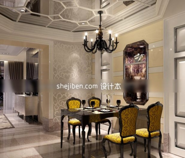 西式餐厅3d模型下载