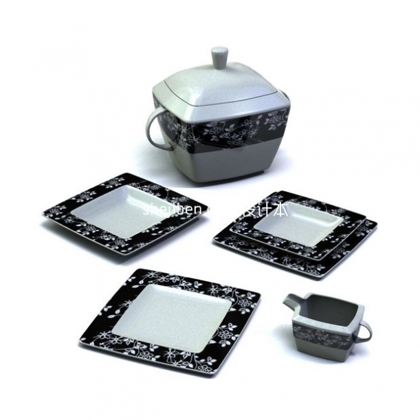 花边欧式茶碟3d模型下载