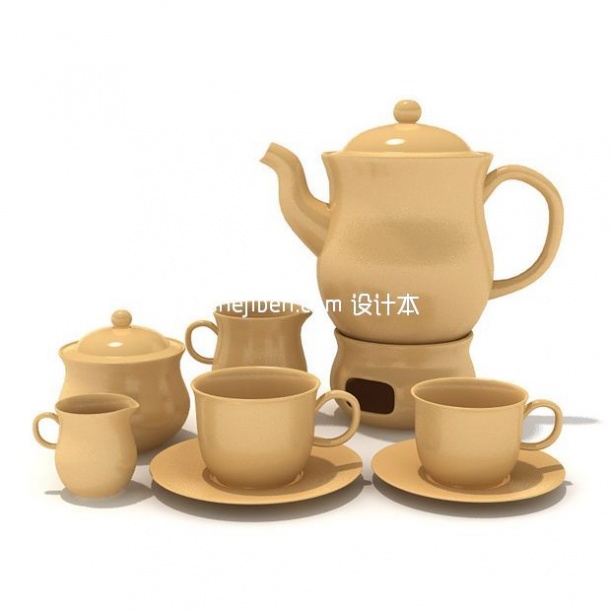 淡黄色茶碟3d模型下载
