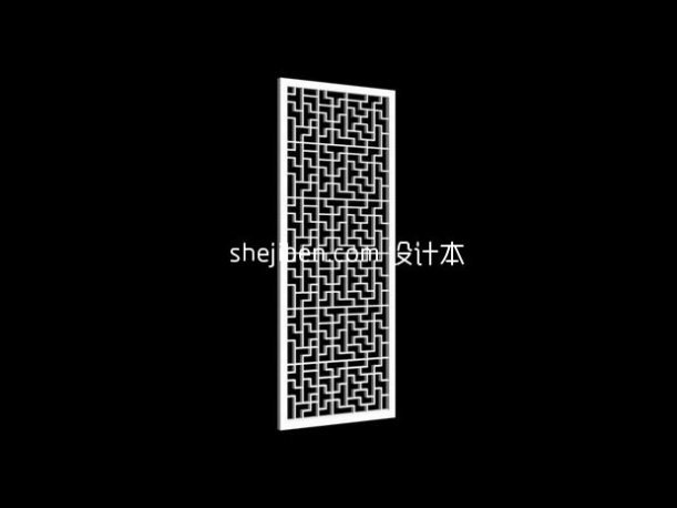 中式隔断库免费3d模型下载