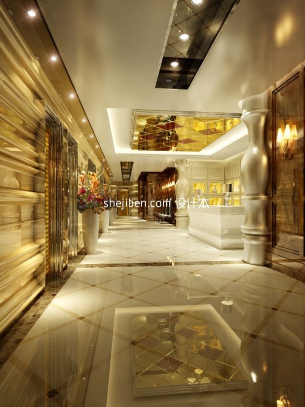 高档酒店宾馆前台3d模型下载