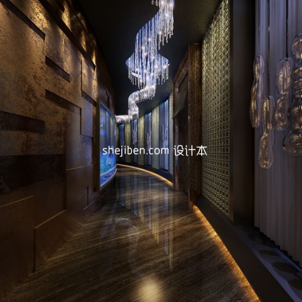 酒店宾馆过道3d模型下载