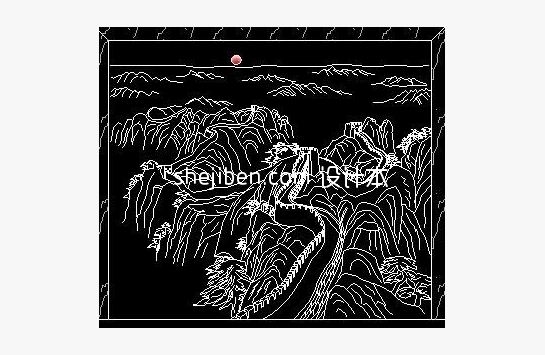 中式挂画浮雕3d模型下载