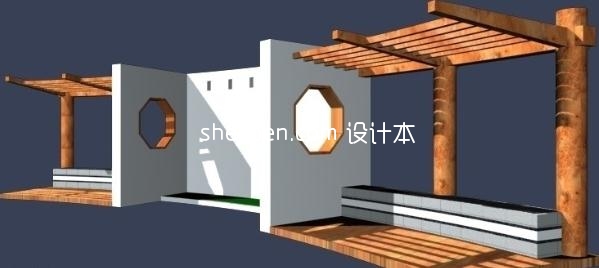 精品中式花架MAX3d模型下载