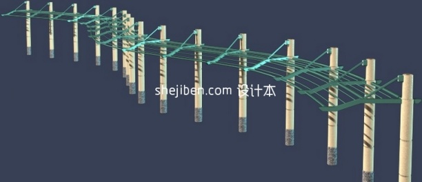 公园花架3d模型下载