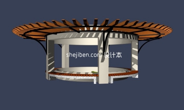 休闲弧形花架3d模型下载