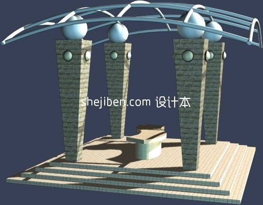 休闲花架凉亭3d模型下载