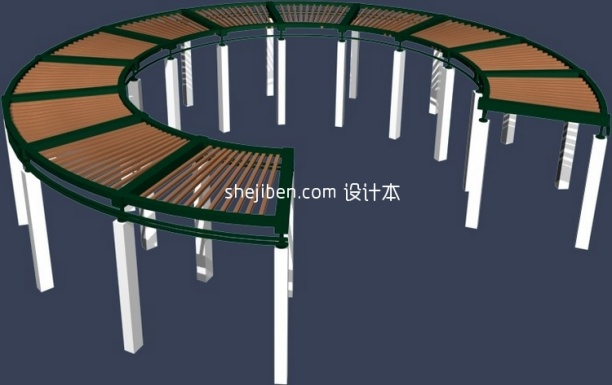 创意圆弧形花架设计3d模型下载