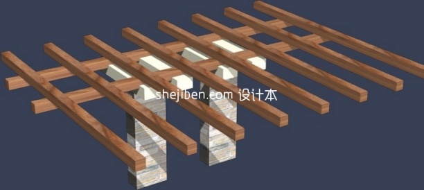 凉亭花架3d模型下载