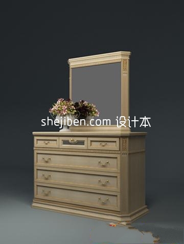 欧式梳妆/化妆台3d模型下载