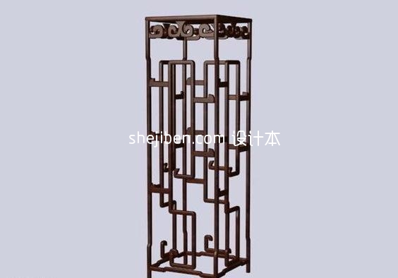 中式花架3d模型下载