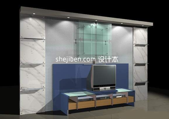 黄色现代风格电视机柜3d模型下载
