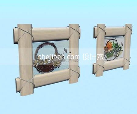 装饰白色田园挂画3d模型下载