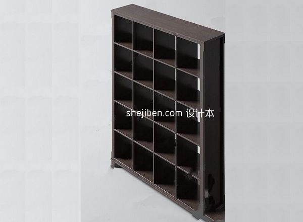 灰色现代博古架展示柜3d模型下载