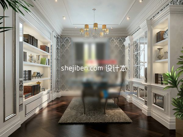 欧式书房3d模型下载