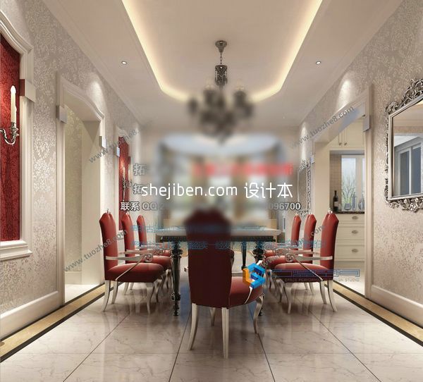 欧式餐厅3d模型下载