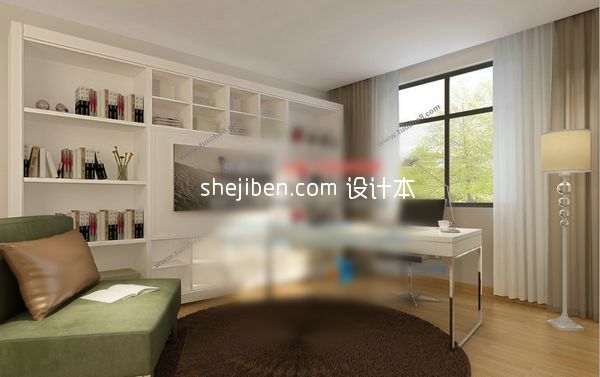 现代书房3d模型下载