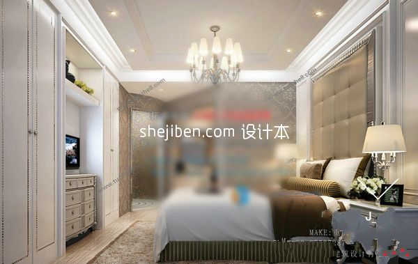简欧卧室3d模型下载