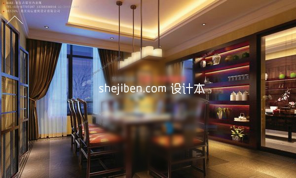 中式家庭餐厅3d模型下载